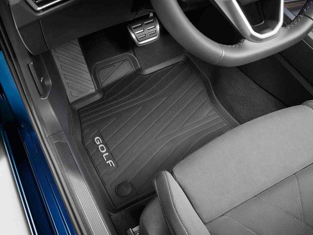 Floor Mats, Rubber Black, Front