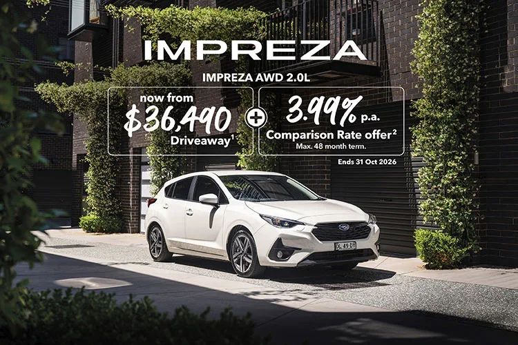 Subaru Impreza starting from $36,490 - $43,990 Driveaway¹*