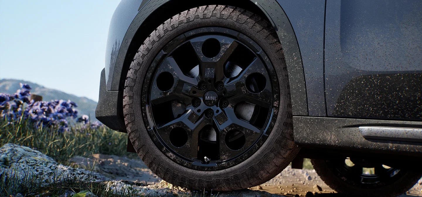 Close-up of a MINI Countryman wheel.