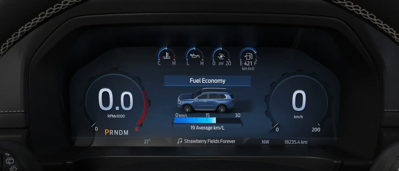 Ford Everest customisable digital instrument cluster