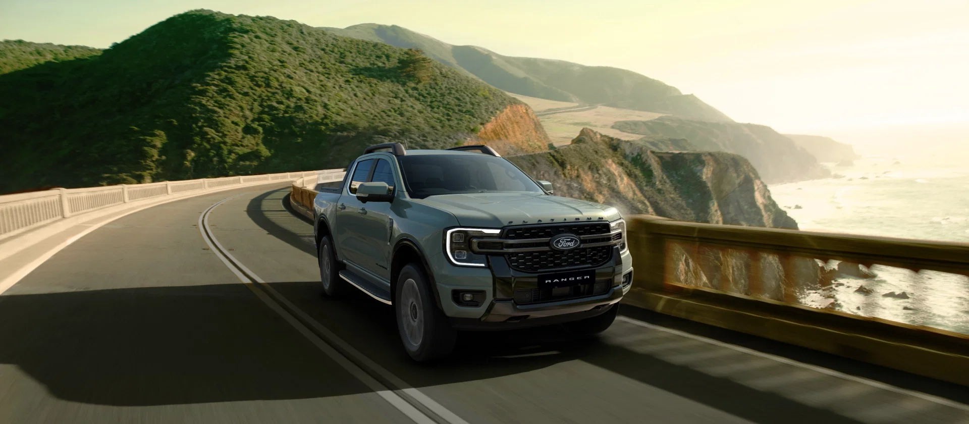 Ford Ranger Platinum on a coastal highway