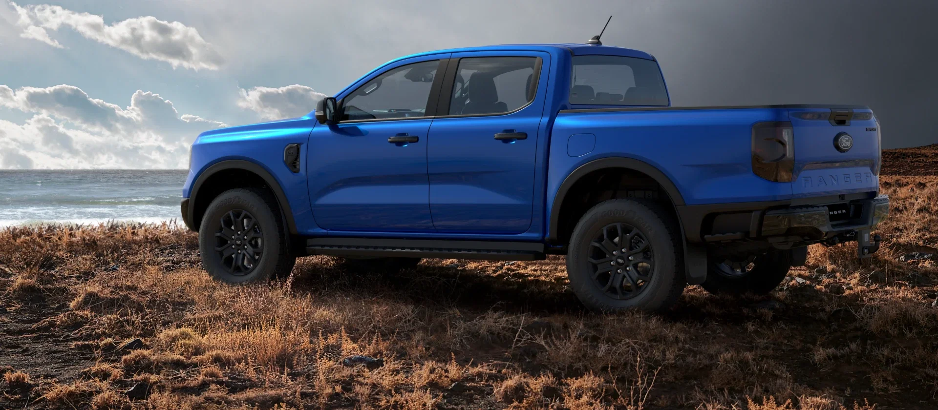 Ford Ranger Sport parked on a coastal ridge
