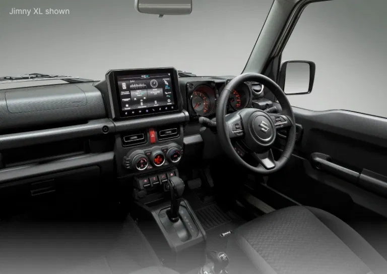 Jimny XL stylish black interior dashboard and seats