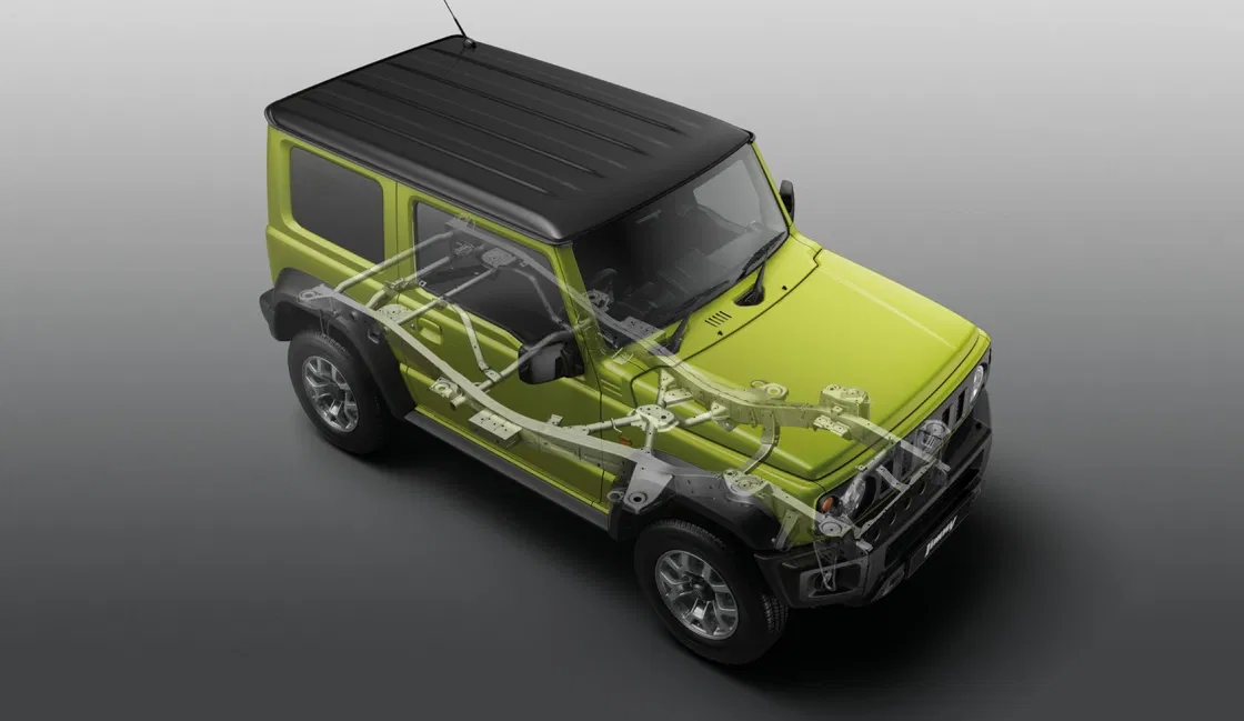 Jimny’s rigid ladder frame chassis display