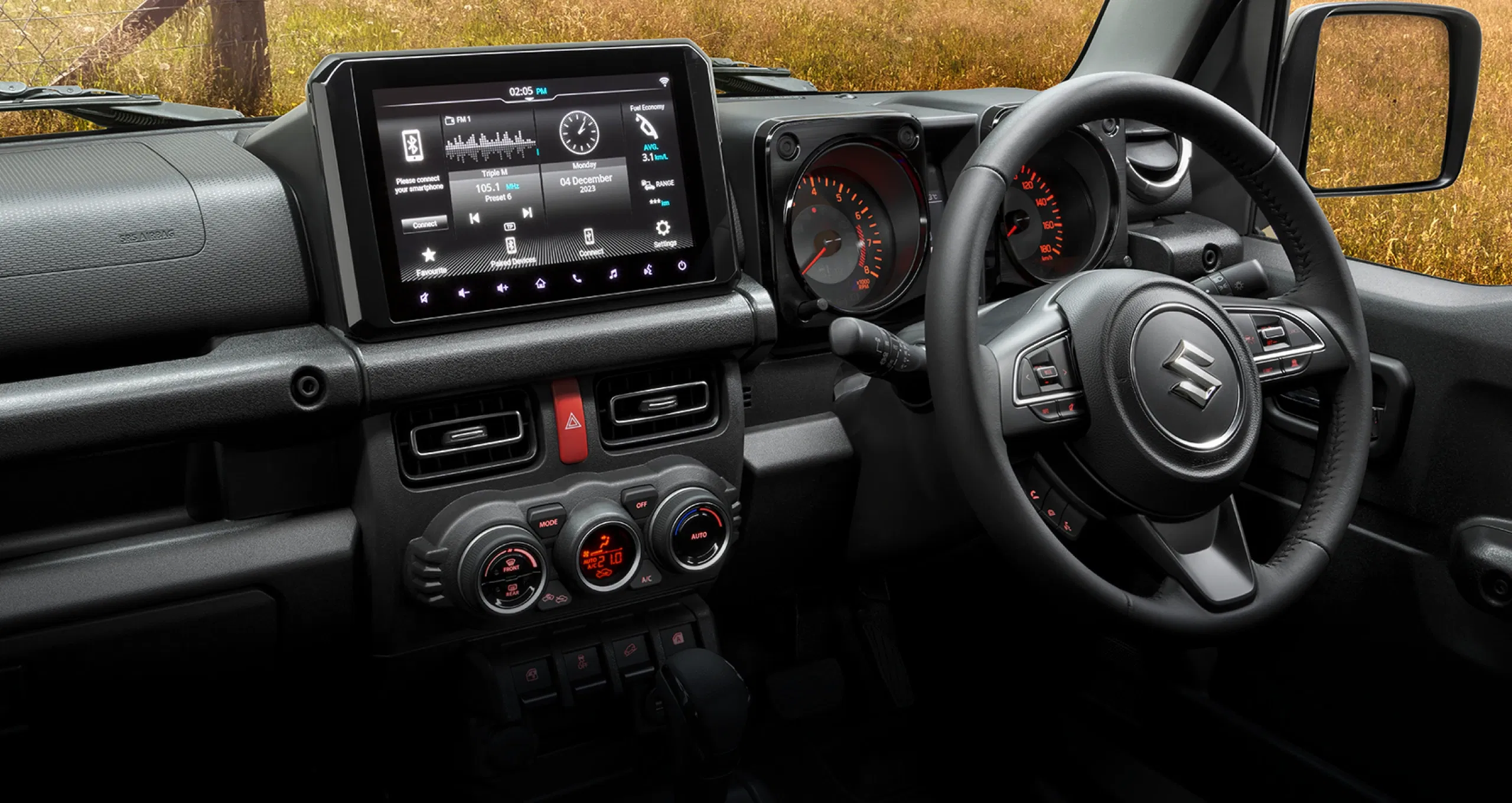 Jimny touchscreen display showing maps and apps