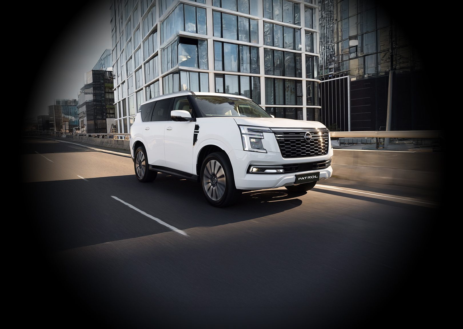 Placeholder — SUV on a dark road