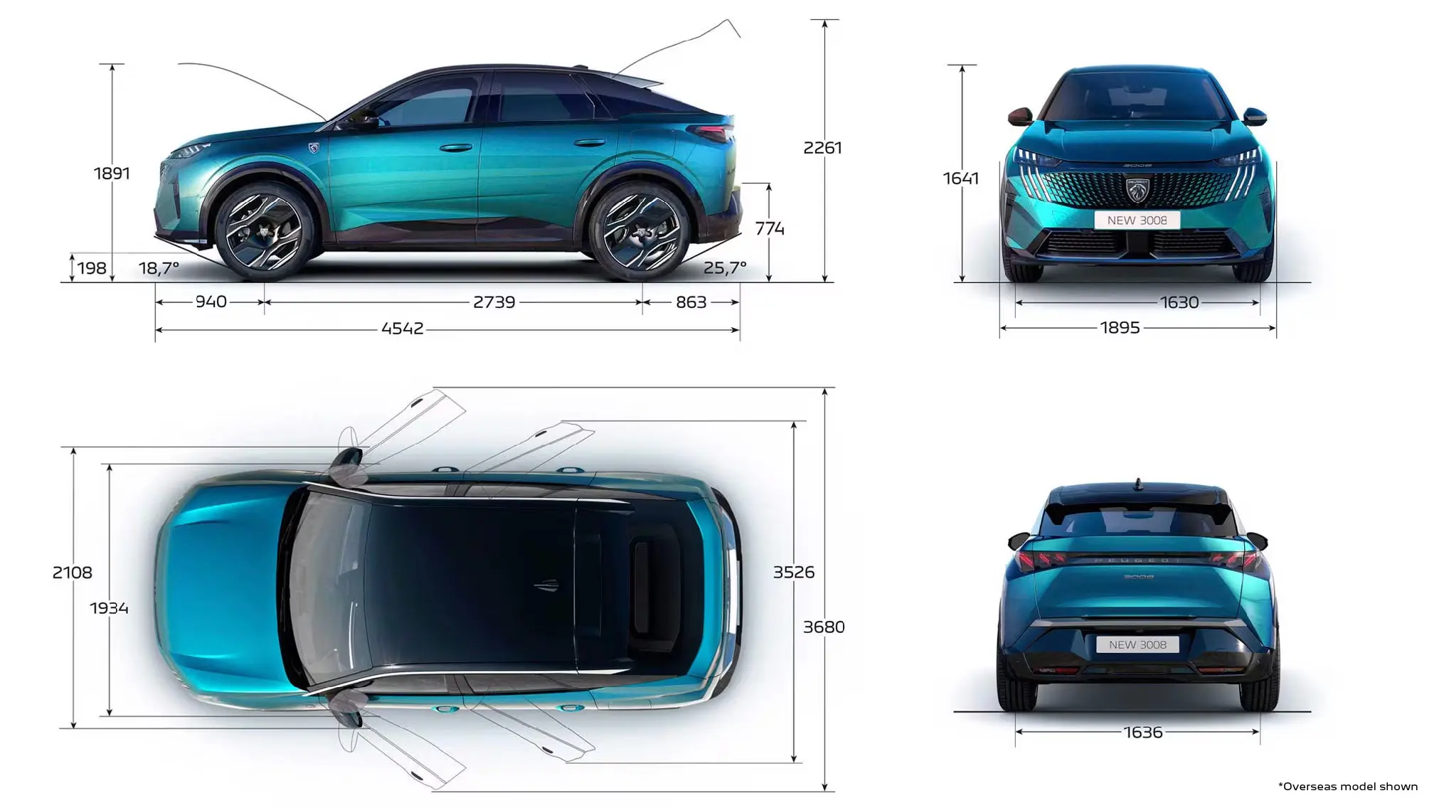 Peugeot 3008 Hybrid exterior dimensions