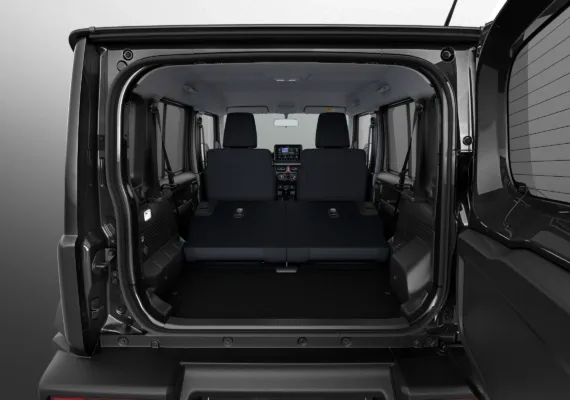 Suzuki Jimny XL big rear load space with foldable seats and storage hooks