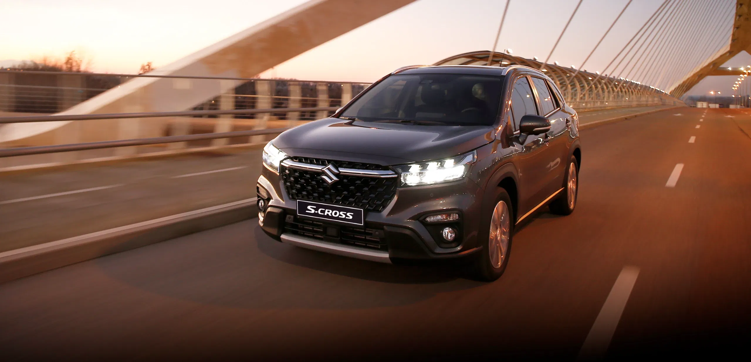 Front view of the S-Cross SUV in a city setting