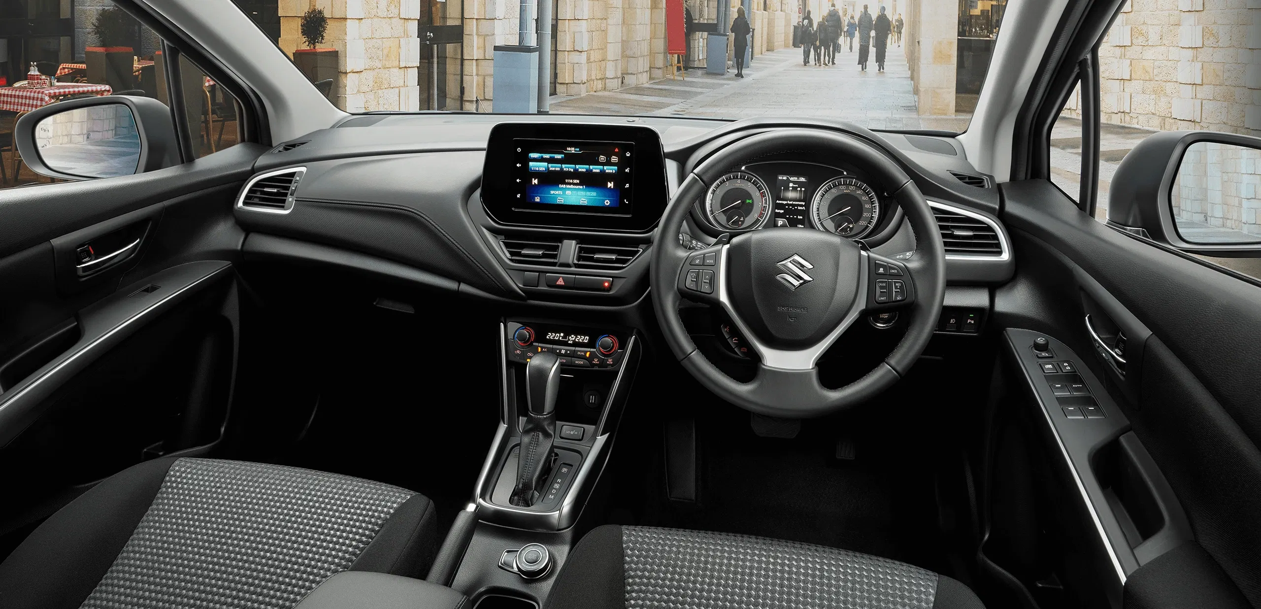 Close-up of S-Cross SUV interior seating and design details